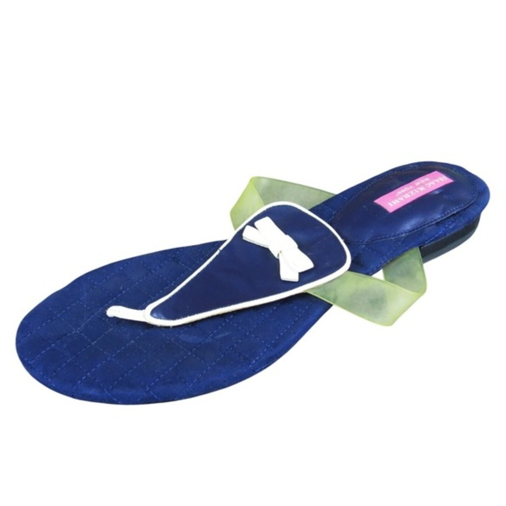 Isaac Mizrahi Women's Iscallie Flip Flop Blue Leather 10 Medium Gently Used 2025